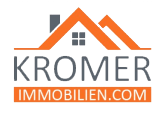 KROMER IMMOBILIEN.COM logo with stylized orange rooftops and a window.